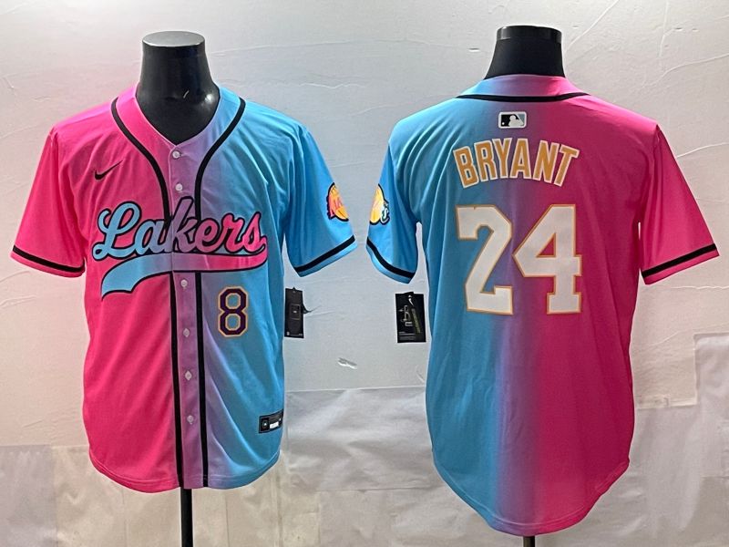 Men 2025 Los Angeles Lakers 24 Bryant Blue pink Nike NBA Jersey style 04